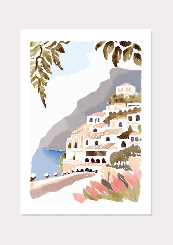Amalfi Watercolour Image  - Wall Art Print