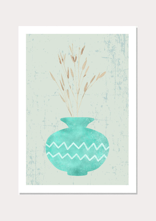 Green Wash Vase - Wall Art Print