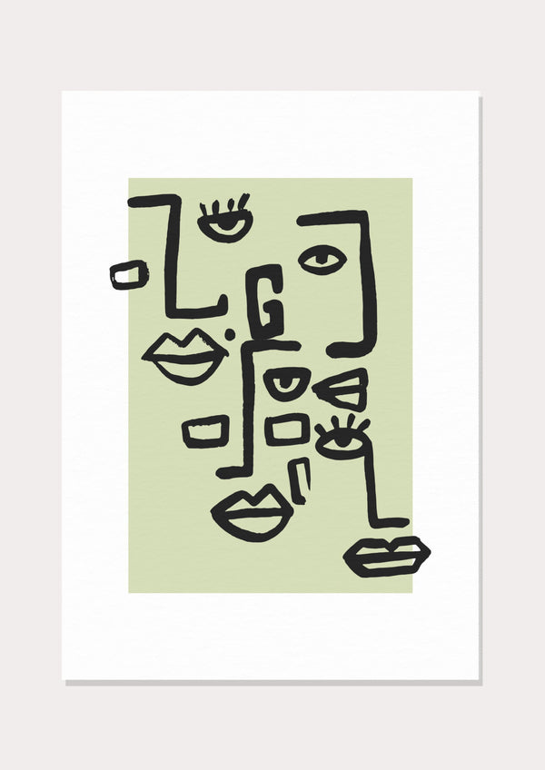 Green Face Poster  - Wall Art Print