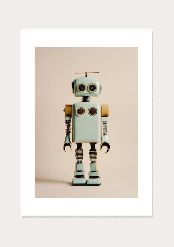 Kids Teal Robot Poster - Wall Art Print