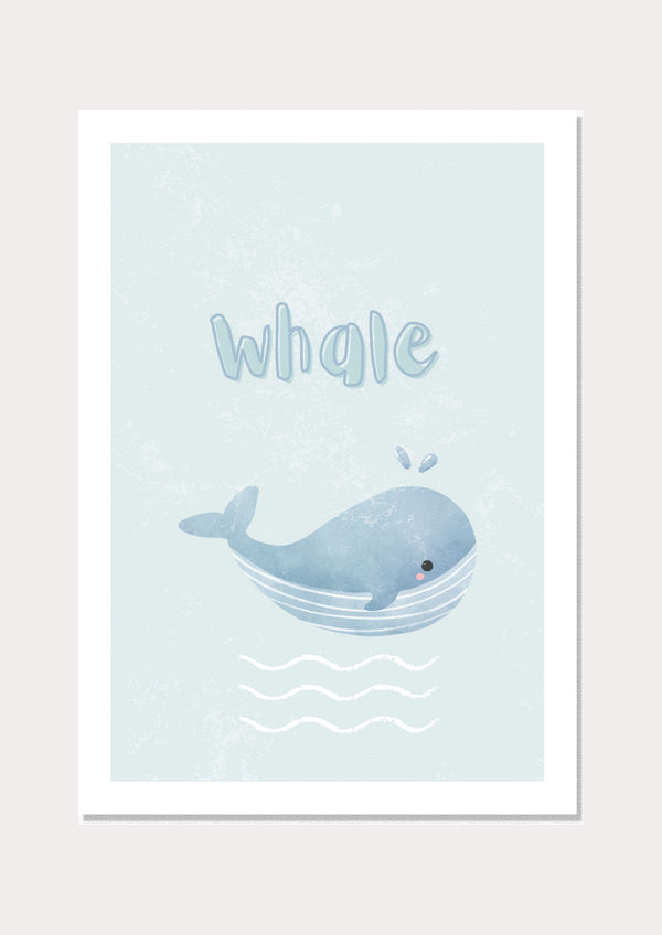 Blue Sea Whale - Wall Art Print