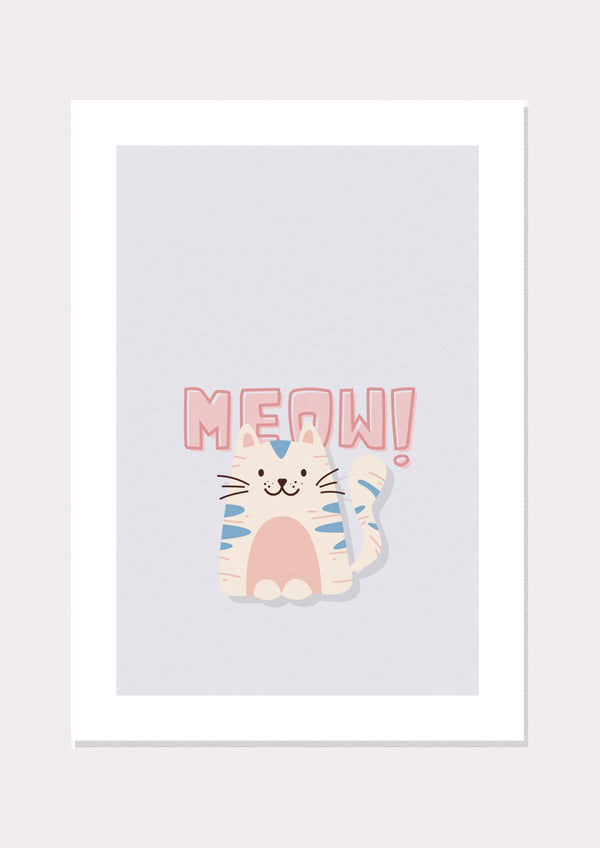 Meow Text Poster  - Wall Art Print