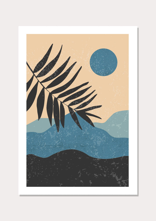 Blue Opaque Mountain Scene - Wall Art Print
