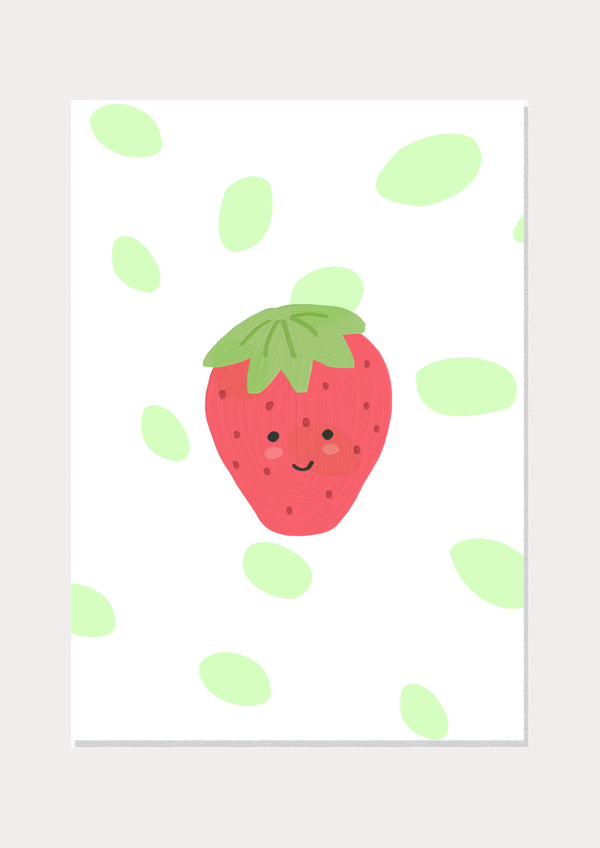 Strawberry Happy Poster - Wall Art Print