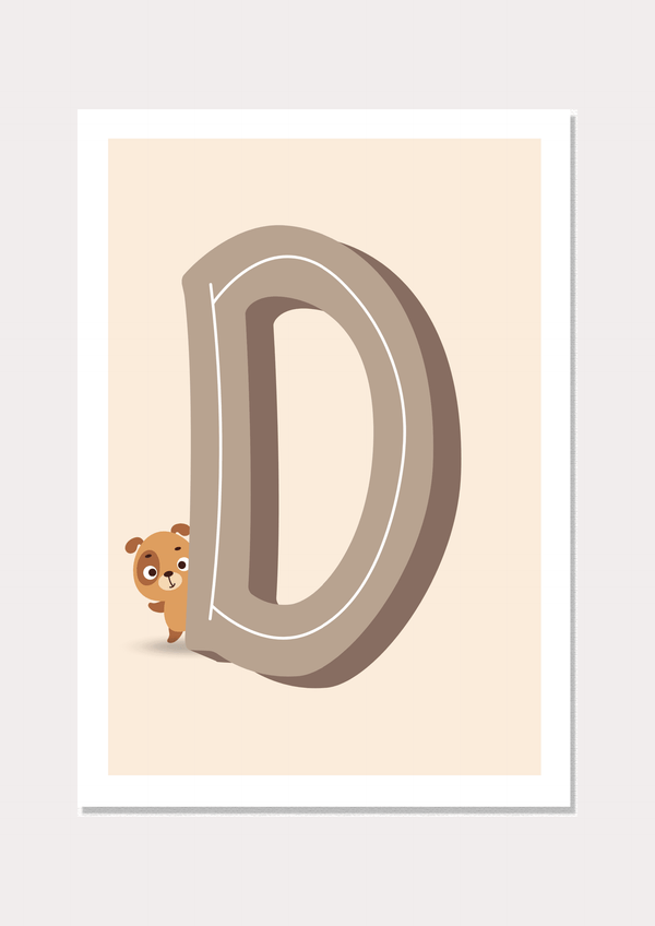 Enhance your wall art decor with 'D Is For Dog' Wall Art Print by nüsk