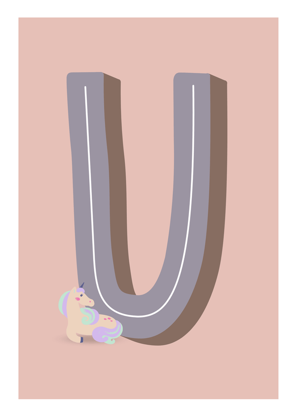 U Is For Unicorn - Wall Art Print - Nüsk Co.